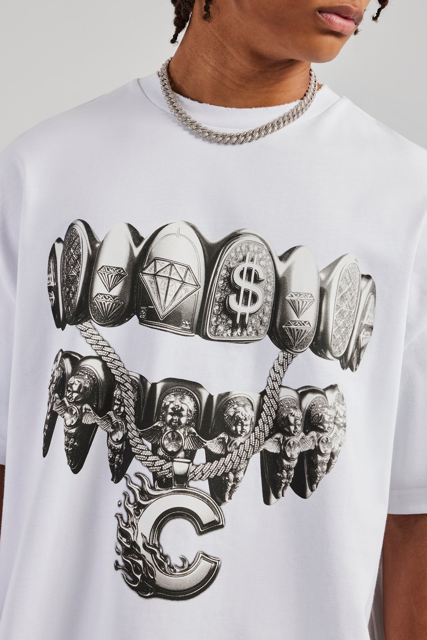 Oversize-T-Shirt mit Diamond Grills-Grafik